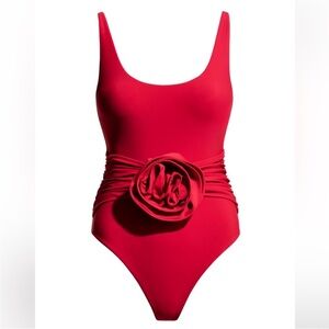 NWT Magda Butrym x H&M one piece swimsuit with rose appliqué size small